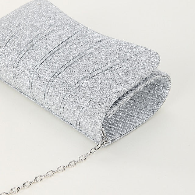 Silver Clutch Evening Purse Elegant Glitter – Women's