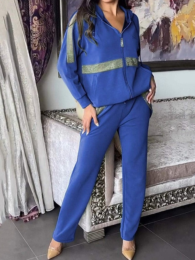 Women's Hoodie Pants Sets Bolero Top Long Sleeve Hooded