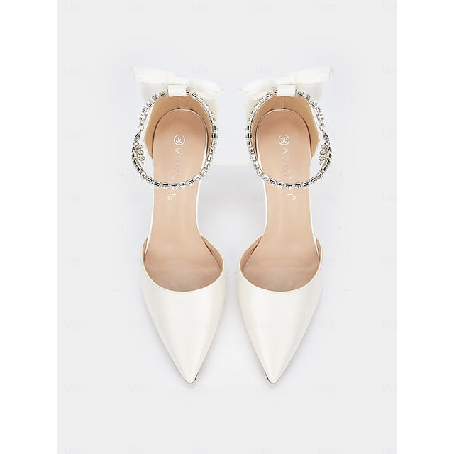 Pumps Pointed - Toe Heel Women's Satin Block Elegant Ankle