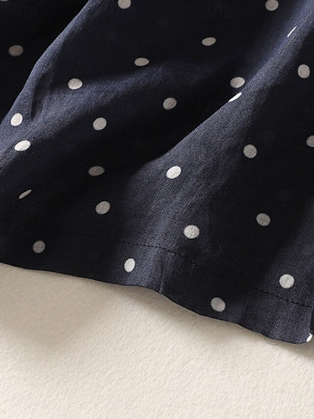 Women's Shirt Blouse Long Sleeve Tops Patchwork Polka Dot