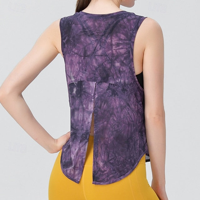 Women's Tie Dye Tank Top Workout Tops Loose Fit Elastic