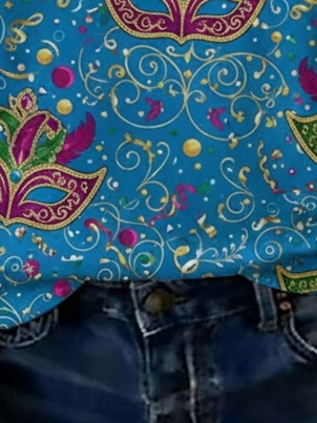 Carnival Women's T Shirt Print Graphic Vintage Casual Short