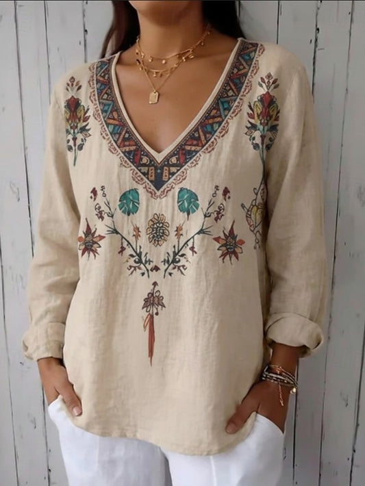 Women's Western Blouse Boho Shirt Blouse Print Flower
