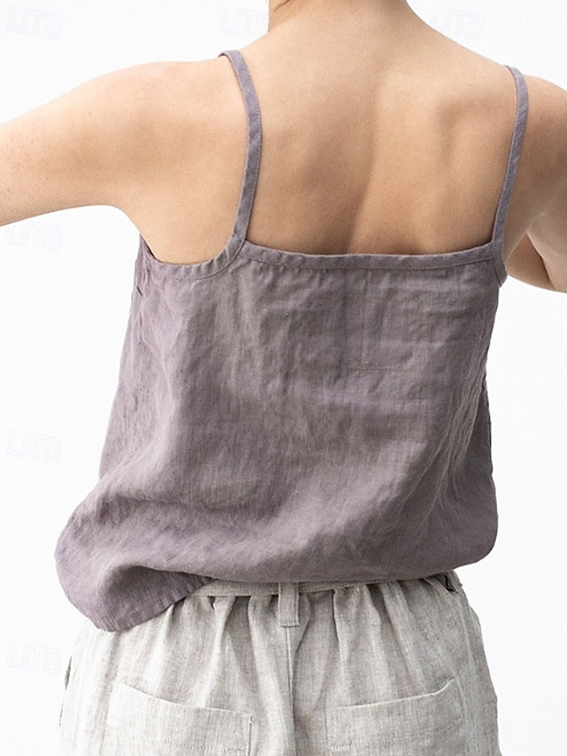 Women's Cotton Linen Shirts Cotton Linen Vest Blouse