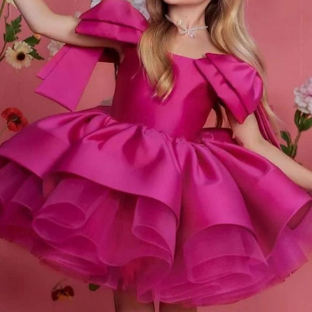 Dress Flower Party Girls' Kids Color Girl Solid