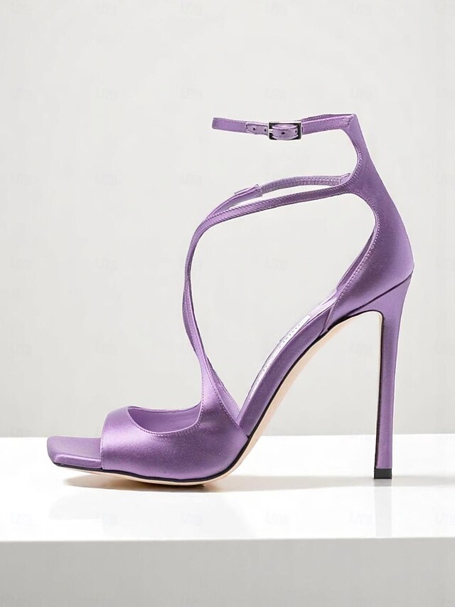 Lavender - Elegant Satin Heels Stiletto Women's Crisscross