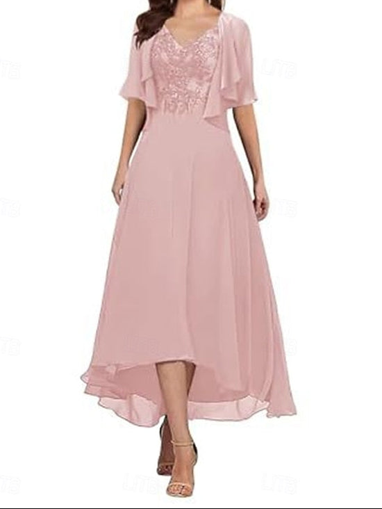 Mother A-Line Bride Simple Dress Neck V Elegant the of