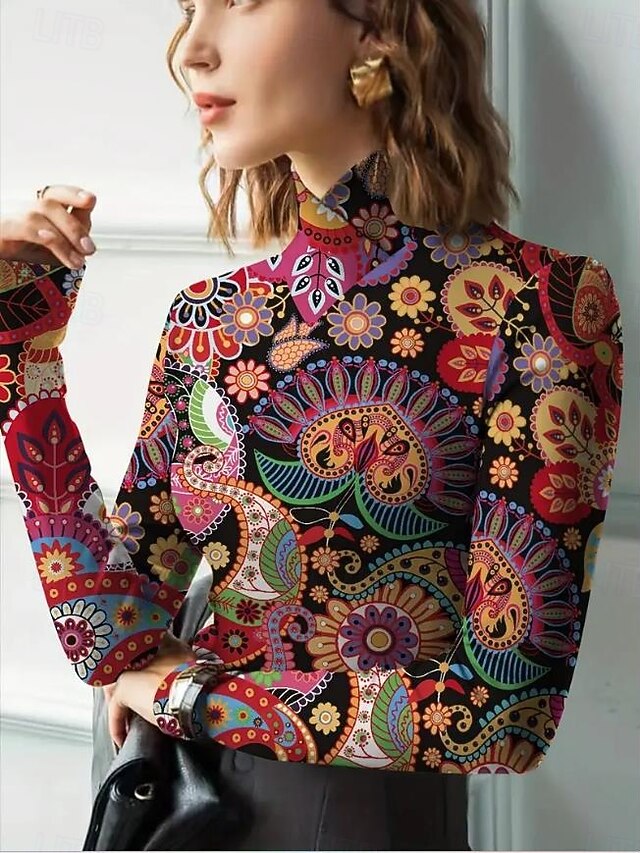 Women's Tunic T Shirt Elegant Bohemia Vintage Long Sleeve