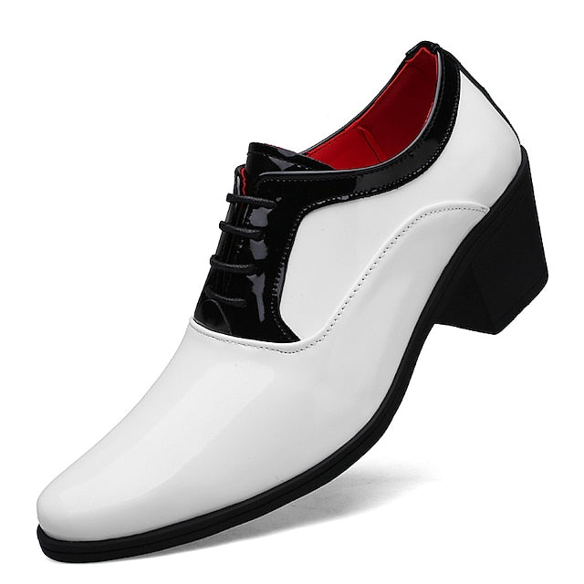 White Leather and – Faux Shoes Patent Men's Oxford Red