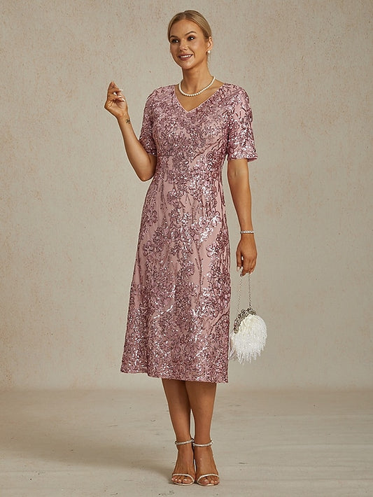 Women's Midi Dress Shift Dress Elegant Sequins Embroidered