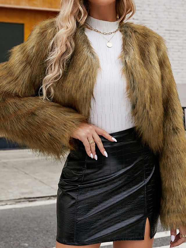 Warm Fur Faux Women's Furs Winter Comfortable Coat