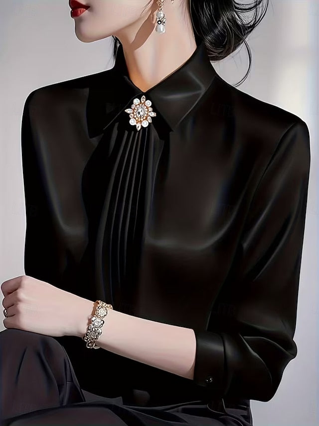 Women's Shirt Blouse Ruched Plain Stylish Basic Classic