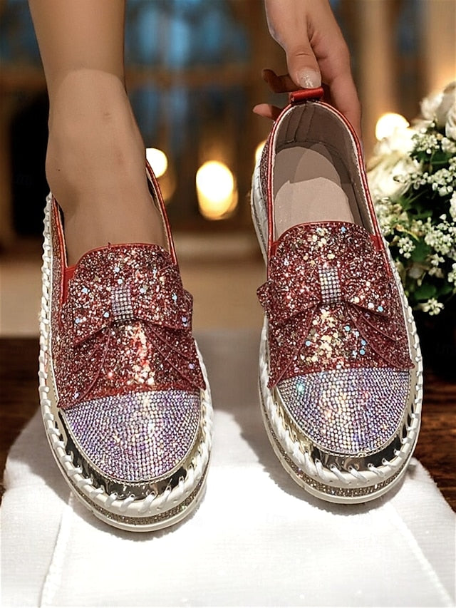 for Rhinestone Women Slip-On – Loafers Glittery Sparkling
