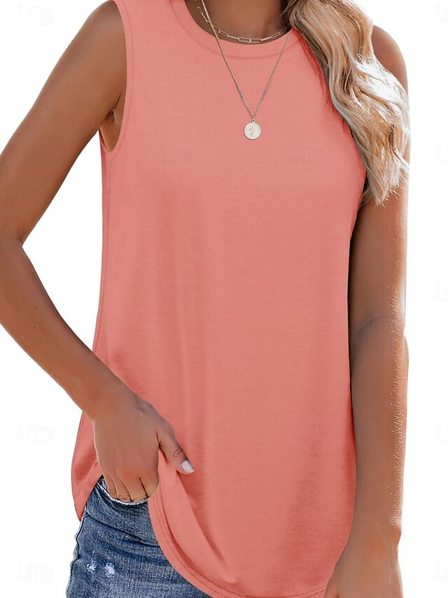 Women's Blouse Print Plain Active Casual Sleeveless Crew