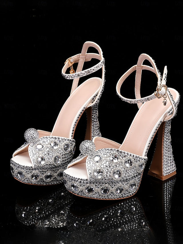 Glamorous Women's with Sandals Platform Crystal-Embellished
