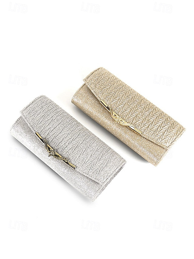 - Evening Clutch Elegant Party Gold Handbag Glitter Women's