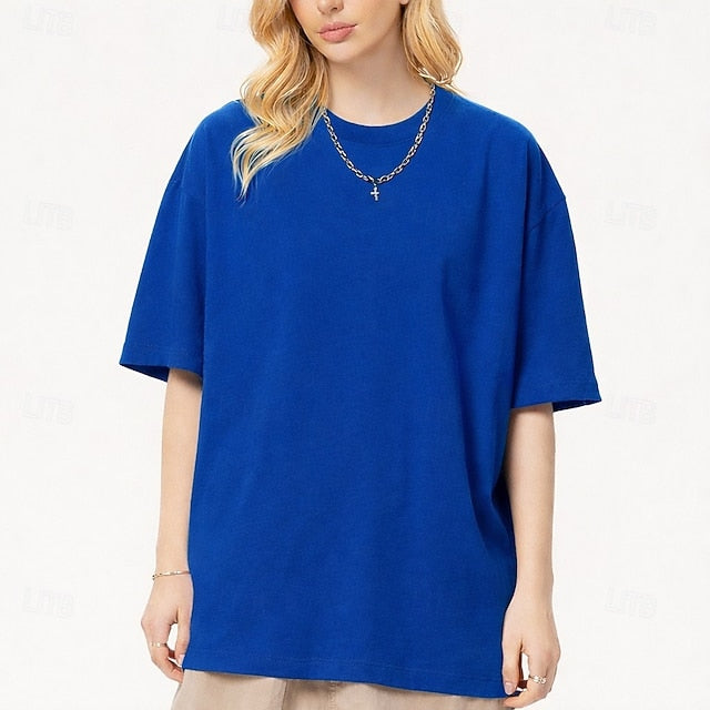 Women's Tee 100% Cotton Solid Color Stylish Casual Short