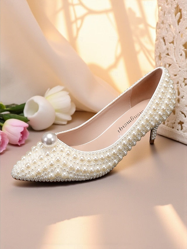 and Kitten Women's Matching Pumps Heel Pearl-Embellished
