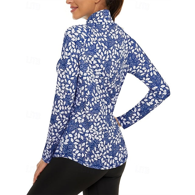 Women's Floral Golf Polo Shirt Tennis Shirt Long Sleeve