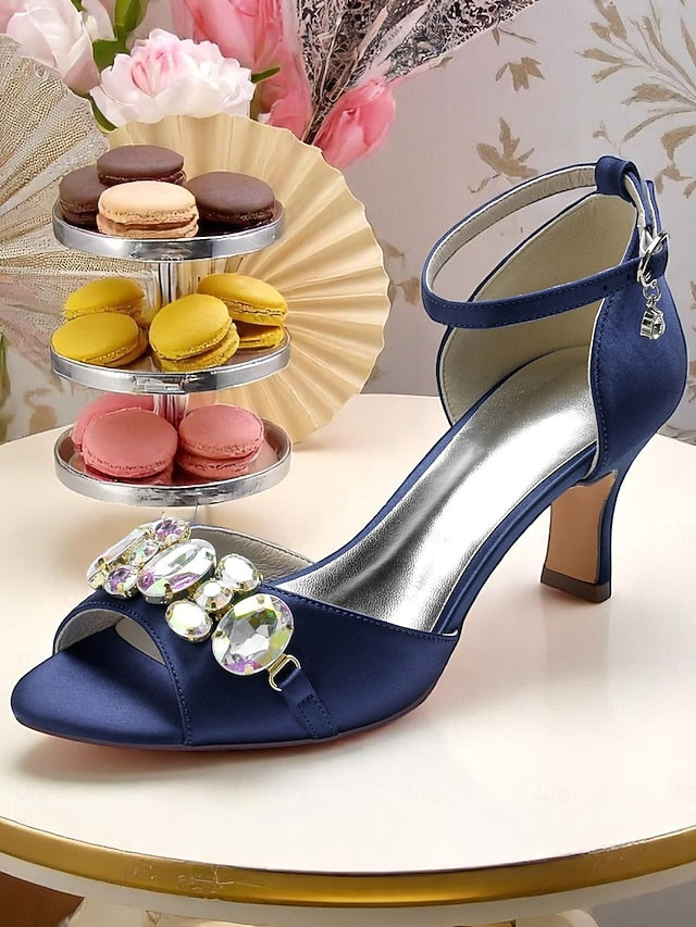 with Women's Strap Ankle Toe Heels Satin Black and Open