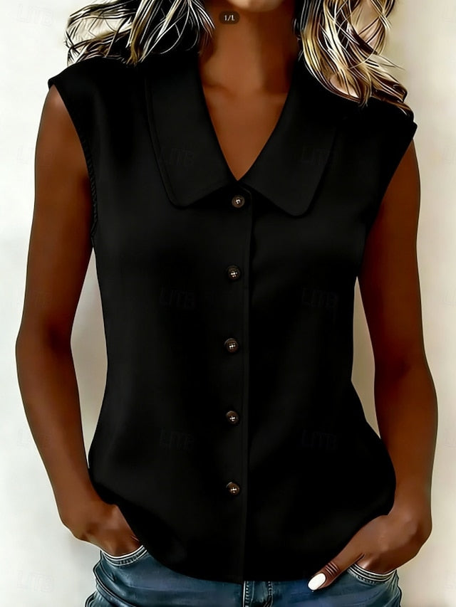 Women's Blouse Buttons Solid Color Daily Stylish Basic