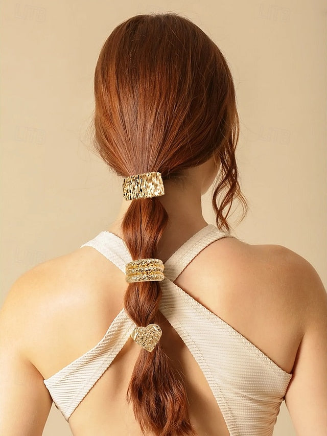Women's Scrunchies Elastic Hair Gold Tone with - Band