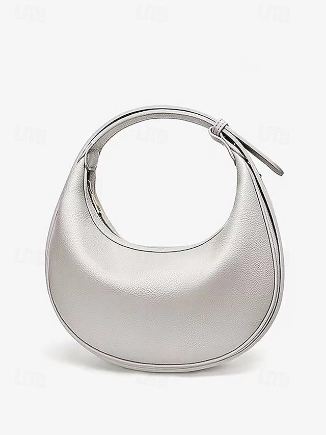 Elegant Women's Shoulder Crescent Bag Stylish - White