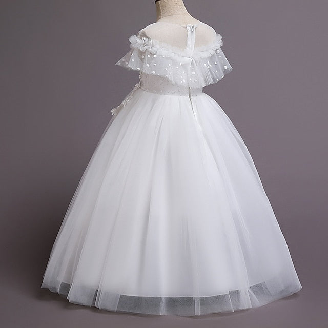 Kids Party Color Girls' Solid Dress Girl Flower