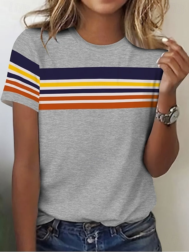 Valentine's Day Women's T Shirt Print Striped Stylish