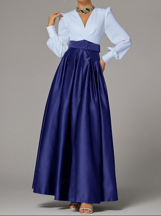 High Evening Wedding Guest Floor Formal A-Line Dress Split Gown