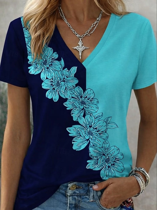 Women's T Shirt Print Graphic Plants Color Gradient Vintage