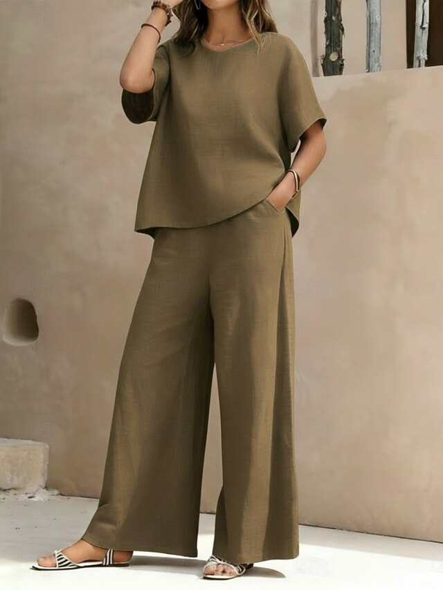 Women's Two Piece Sets Pants Sets Bolero Short Sleeve Crew