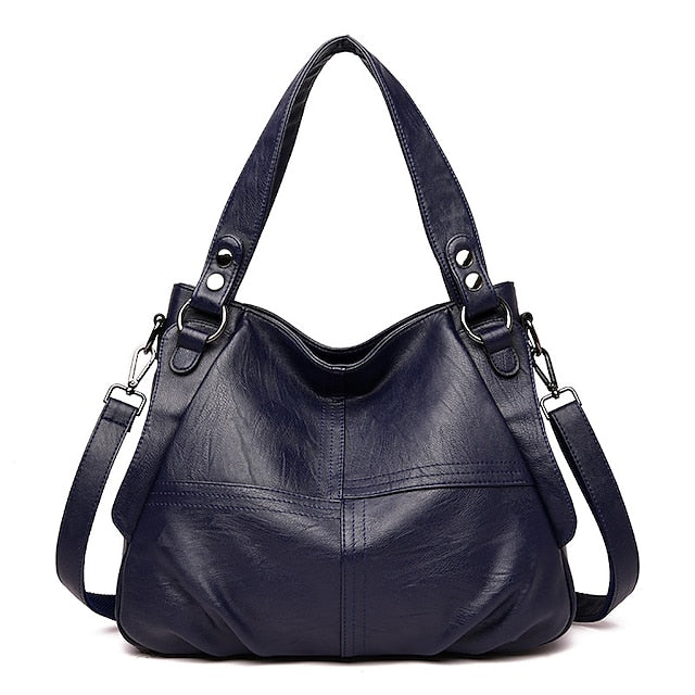 Sac bandoulière en similicuir bordeaux pour femme, grand format