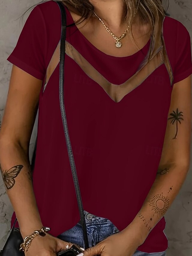 Women's T Shirt Tee Top Lace Plain Fashion Stylish Classic