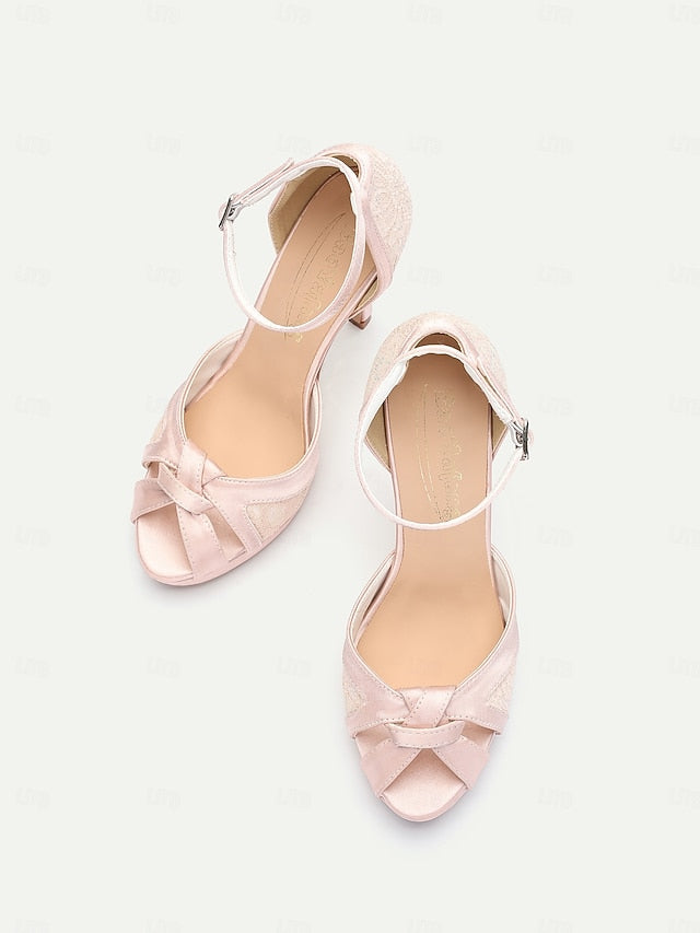 Toe Elegant with Pink Sandals High Satin Women's Heel Peep