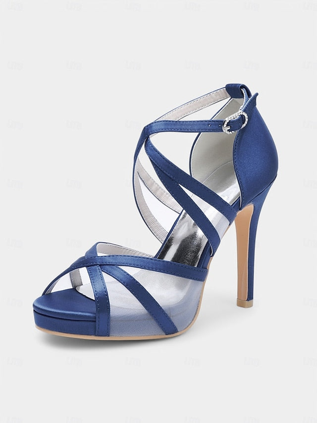 Heel with Satin Sandals High Cross Straps White Bridal Perfect -