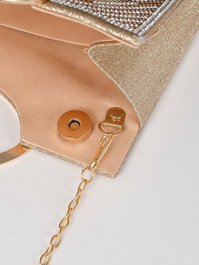 Women's Clutch Bag with – Handle Rhinestone Evening Round