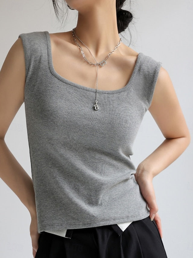Women's Blouse Camisole Tank Top Plain Casual Sleeveless