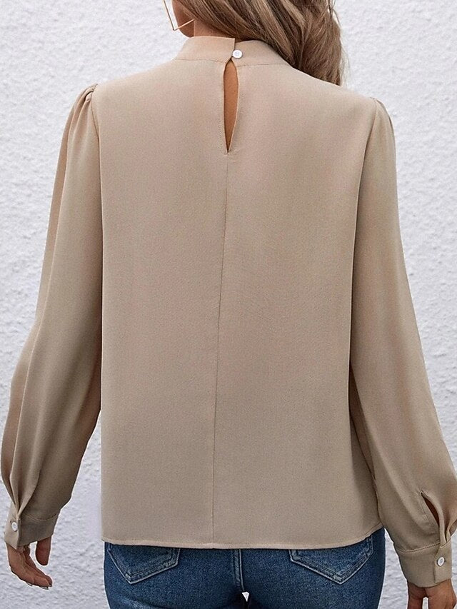 Women's Shirt Elegant Dressy Satin Top Solid Color Stylish