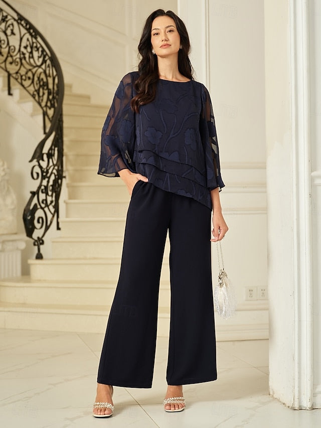 Women's Sheer Blouse Chiffon Tops Lace Asymmetric Hem