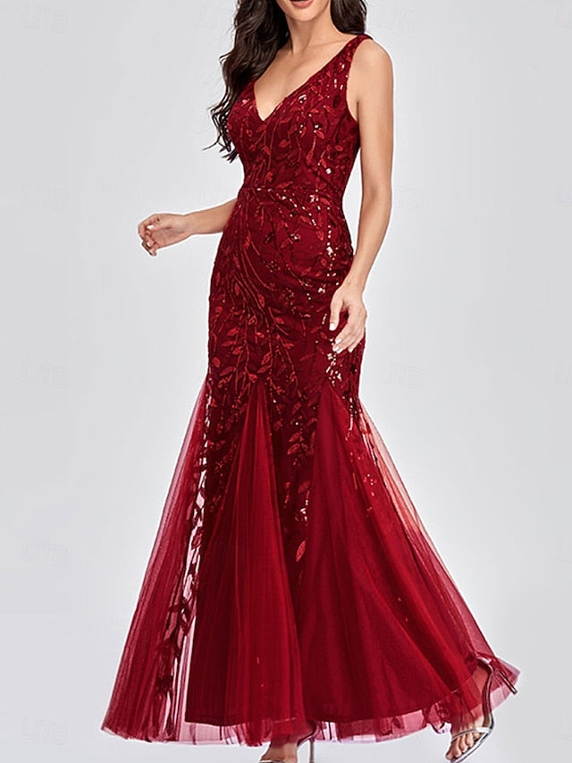 of Party Floor Elegant Mother Bride the Neck V Dress