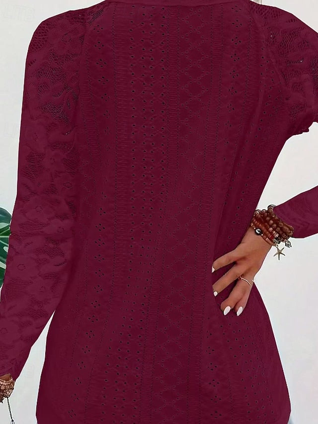 Women's Blouse Lace Tops Lace Patchwork Plain Active