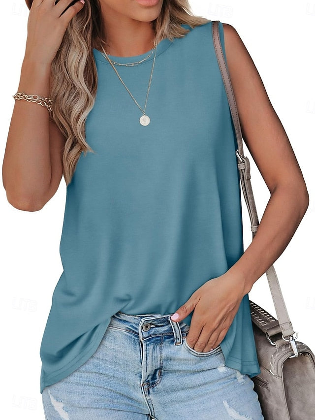 Women's Blouse Print Plain Active Casual Sleeveless Crew