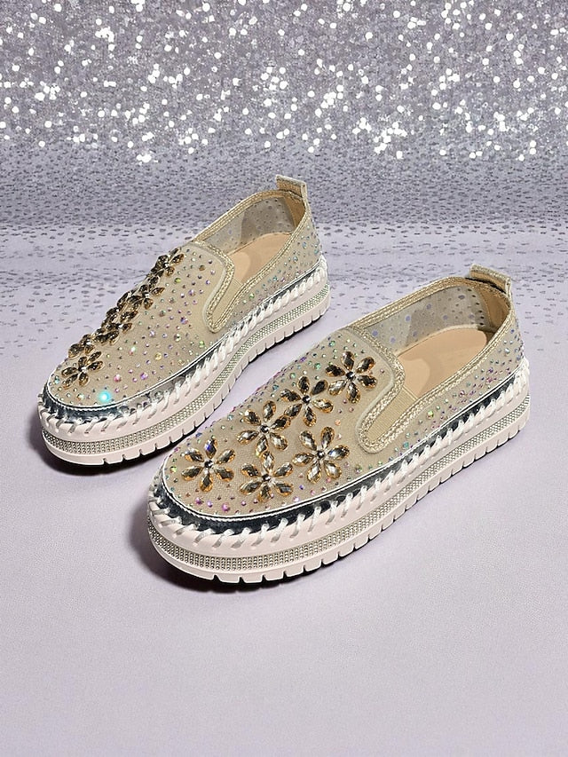 Embellished Mesh Slip-On with Women's Rhinestone Sneakers