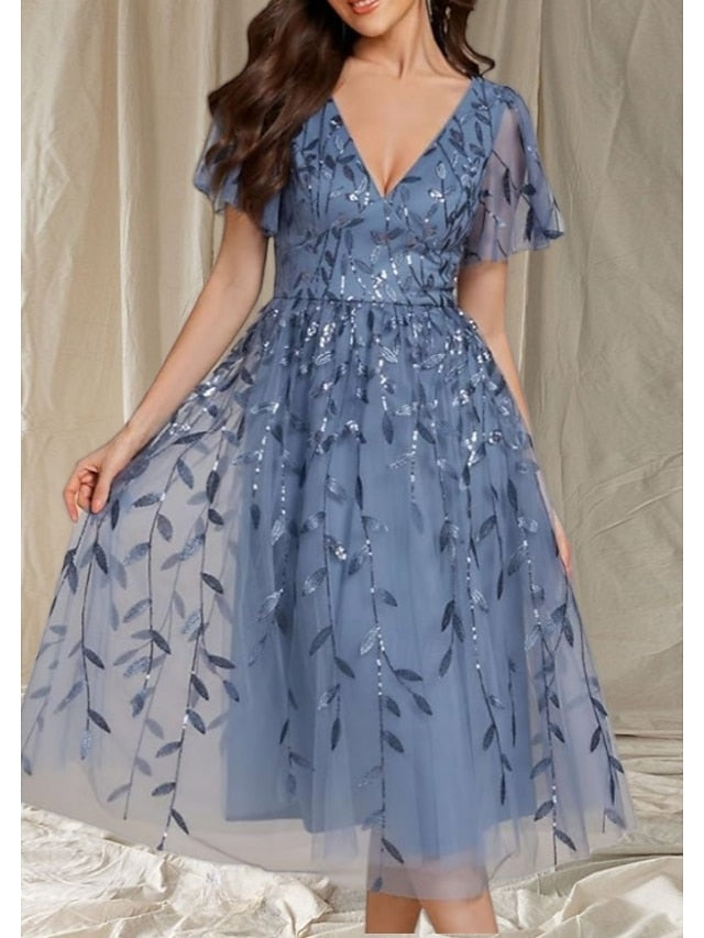 Bride Elegant Wedding Mother V Neck the of Dress A-Line Guest