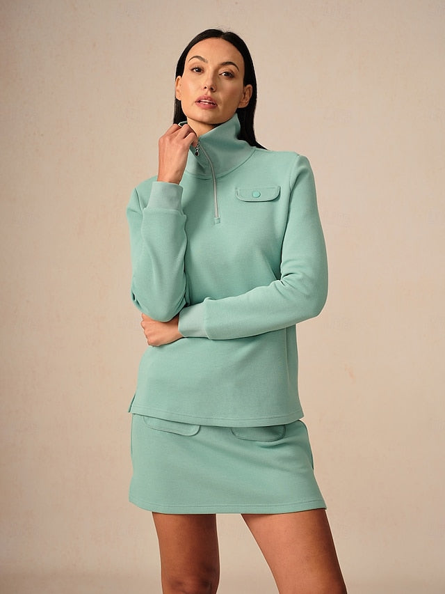 Women's Golf Pullover Sweatshirt Mint Green Long Sleeve Top
