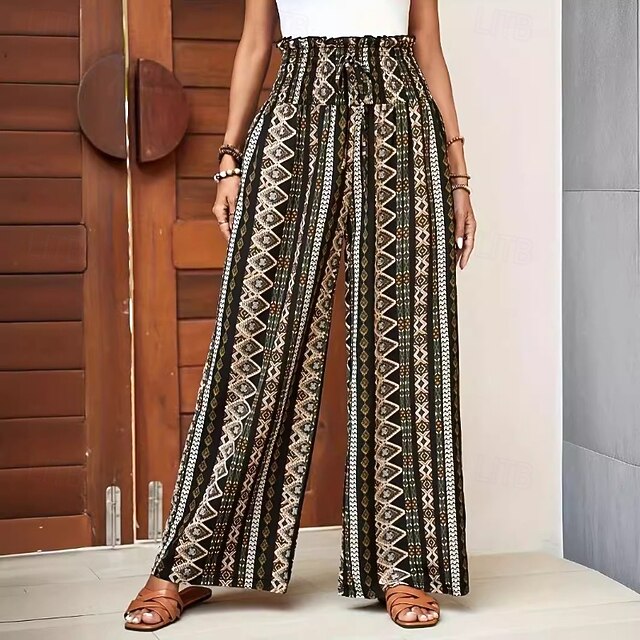 Women's Faux Cotton Linen Culottes Wide Leg Slacks Fashion