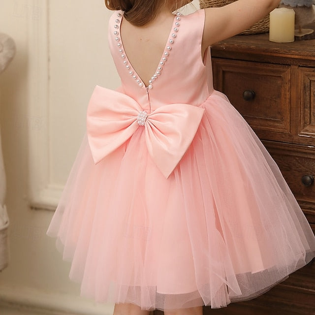 Wedding Dress Color Solid Sleeveless Party Kids Girls'