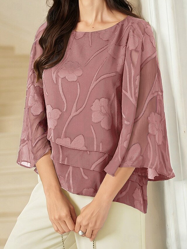 Women's Lace Shirt Blouse Dressy Tops Chiffon Tops
