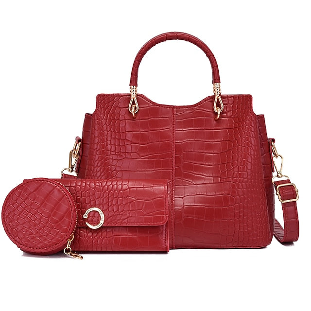 Tasche Leder Ausgehen Damen Set PU Geldbörse Büro Pcs 3